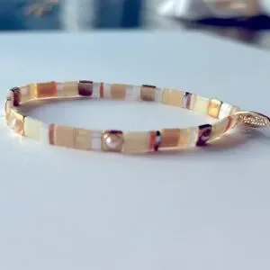 Serefina Jewelry Serefina Beaded Chicklet Bracelet Pearl